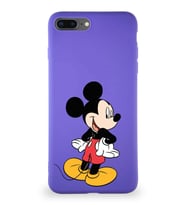 Apple iPhone 7 Plus Soft Premier Kapak Mickey Mouse-D Tasarımlı Silikon Kılıf - Mor (Şeffaf)