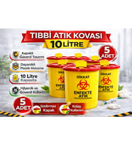 Northcity Tıbbi Atık Kovası 10 Litre 5 Adet Kapaklı Tıbbi Atık Kutusu Enfekte Atık Kovası Seti