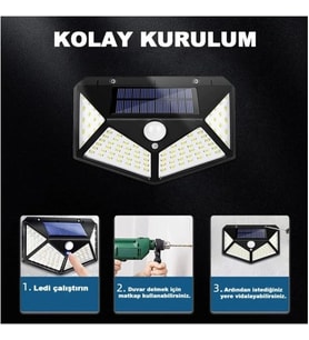 Dodes 100 Led Dış Mekan Solar Aydınlatma Fotoselli Solar Lamba