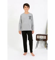 Erkek Çocuk Uzun Kol Penye Pijama Takım Gri
