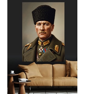 Askeri Mustafa Kemal Atatürk Dekoratif Kanvas - Mdf Ahşap Tablo