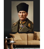Askeri Mustafa Kemal Atatürk Dekoratif Kanvas - Mdf Ahşap Tablo