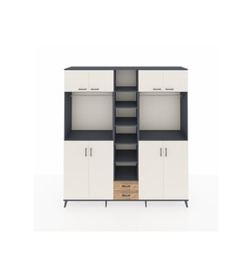 Hyperion Dolap 14 Raflı 2 Çekmeceli 2 Askılı 220x44x243 Antrasit-Aytaşı/Çam