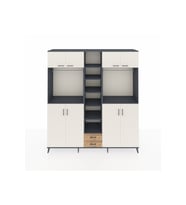Hyperion Dolap 14 Raflı 2 Çekmeceli 2 Askılı 220x44x243 Antrasit-Aytaşı/Çam