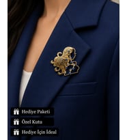 Hediye Başak Burcu Kadın Broşu Gold Renk Zirkon Taşlı Astroloji Rozeti