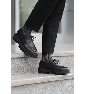 Shoetyle - Siyah Hakiki Deri Bağcıklı Erkek Günlük Ayakkabı 115-K512