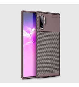 Samsung Galaxy Note 10 Plus Kılıf Esnek Soft Karbon Tasarım Legion Serisi (Kahverengi)