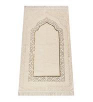 Mihrap Desenli Astarlı Şönil Seccade - Krem