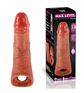 MAX LEVEL Nature Extender David - Uzaktan Kumandalı Şarjlı Güçlü Titreşimli Ultra Realistik Uzatmalı Penis Kılıfı