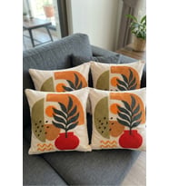 4lü Kırlent Kılıfı, Dijital Baskılı Çift Taraflı Kırlent Kılıfı 45x45cm