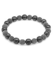 Hematit Metal Kombinli Küre Kesim Doğaltaş Bileklik (Füme)
