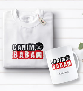 BK Gift Kişiye Özel Canım Babam Tasarımlı Beyaz Tişört ve Kupa Seti-6 (Model 1)