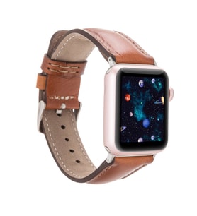 Apple Watch Uyumlu Deri Kordon 42-44-45mm RST2EF Taba