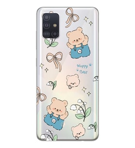 Samsung Galaxy A71 Uyumlu Happy Bears Tasarımlı Şeffaf Telefon Kılıfı