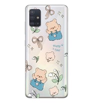 Samsung Galaxy A71 Uyumlu Happy Bears Tasarımlı Şeffaf Telefon Kılıfı