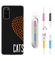 Samsung A02S A03S A10 A12 A13 A21S A22 Kılıf Kablo Koruma Spiral Silikon Cats 1792