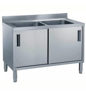 Electrolux Professional Dolaplı 2 Evyeli Tezgah, Evyeler (600x500 Mm), 2 Kayar Kapılı, 1400 Mm MLA1426PN