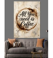 Kahve Gereklidir Yazılı Sanatsal Poster Dekoratif Kanvas - Mdf Ahşap Tablo