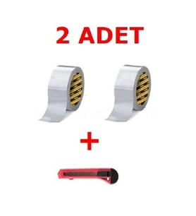 2 Adet Gri Suya Dayanıklı Tamir Bandı Flex Tape Çadır Bant 48X10 mt + Hediye Falçata