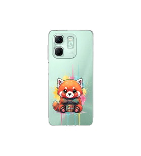Infinix Hot 50i ile Uyumlu Splash Tilki Tasarımlı Şeffaf Silikon Kılıf