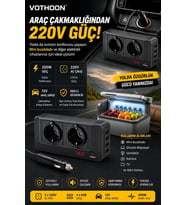 200w 12v Dc - 220v Ac Araç İçi İnvertör Priz Usb Girişli Dijital Göstergeli
