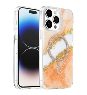 Onegif iPhone 14 Pro Max Lotus Simli Magsafe Kapak - Turuncu
