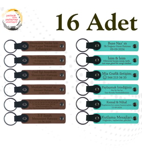 A Kahve & Turkuaz, Kampçılık Tutkunlarına Veda Anısı, 16’lı Set, İsim Yazılı Anlamlı Deri Hediyelik