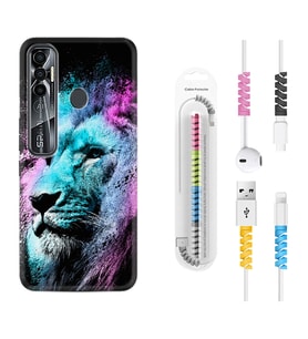 Tecno Spark 6 6 Go 8C 8 Pro 7 7 Pro Kılıf Kablo Koruma Spiral Silikon Pink Blue Leon 1603