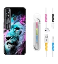 Tecno Spark 6 6 Go 8C 8 Pro 7 7 Pro Kılıf Kablo Koruma Spiral Silikon Pink Blue Leon 1603