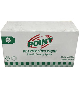 Point Plastik Lüx Şeffaf Kaşık - 18 Cm. - 3.2 Gr. - 3000 Adet - Koli