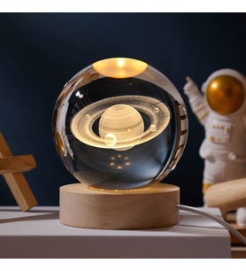 Işıklı Satürn Gezegen Cam Küresi Usb'li