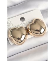 Pirinç Gold Renk Bombe Kalp Model Kadın Küpe - TJ-BKP10248