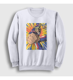 Presmono Unisex Beyaz All Might V2 Anime Boku No Hero Academia Sweatshirt 234168tt