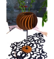 Ball Salon Yatak Yemek Odası İçin Şamdan Doğal Ahşap Mdf 3D Abajur  - Masa / Gece Lamba