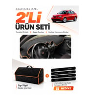 e-biz SEAT CORDOBA (2001-2008) Uyumlu Torpido Örtüsü + Tay Tüyü Çanta - Siyah-Kahverengi - SE003