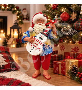 Havai Gömlekli Gitarlı Noel Baba Dekoru 28 cm