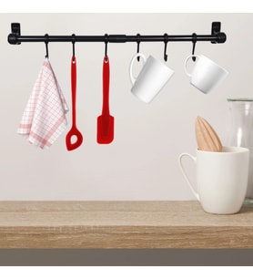 Durukar® Duvara Monte Edilen 6 Kancalı Dekor Kaşıklık ve Kupa Askısı