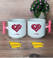 Love Sevgili Kupa Bardak T Pembe Kulplu Sevgiliye Sevgililer Günü Hediyesi