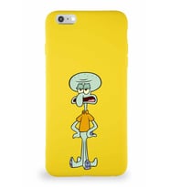 Apple iPhone 6 Plus Soft Premier Kapak Squidward Dokunaç Tasarımlı Silikon Kılıf - Sarı (Şeffaf)