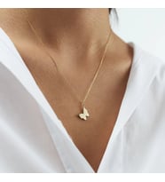 Kişiye Özel 925 Ayar Gümüş Minimalist Kelebek Kolye (Gold)