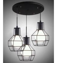 MYLİGHTS RETRO RUSTİK KAFES ÜÇLÜ SAKIT AVİZE (Siyah)