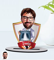 BK Gift Kişiye Özel İsimli Erkek Radyolojist Karikatürlü Ahşap Biblo Model-1