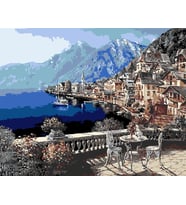 Balkon Manzarası Sayılarla Boyama Seti(60x75 cm Tuval Şasesine Gerili)