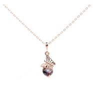 925 Ayar Gümüş Mistik Topaz Taşlı Kelebek Kolye Rose (Pembe)-Standart