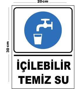 Metal İçilebilir Su 20cm x 30cm A4 Büyüklüğünde Uyarı Levhası Yönlendirme Tabelası