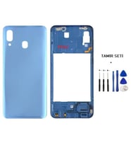 Samsung Galaxy A30 - SM-A305F FULL Kasa Arka Kapak Takım MAVİ - TAMİR SETİ