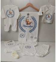 WABİSABİ İSİMLİ ERKEK BEBEK 10 LU HASTANE ÇIKIŞ SETİ