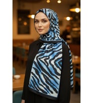 Zebra Desen Siyah Pamuk Şal (Standart)