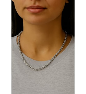 Gümüş  Renk Burgu Kolye 45 Cm. Unisex Çelik Kolye - 3352