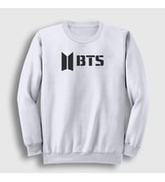 Presmono Unisex Beyaz Logo Bts Sweatshirt 22398tt (Beyaz)